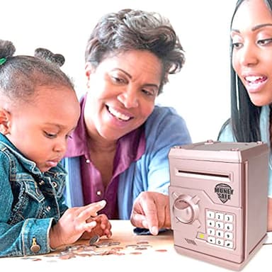 Yoego Kids Money Bank, Electronic Piggy Banks, Great Gift Toy for Kids Children, Auto Scroll Paper Money Saving Box Password Coin Bank,Perfect Toy Gifts for Boys Girls (Rose Gold) - Image 6