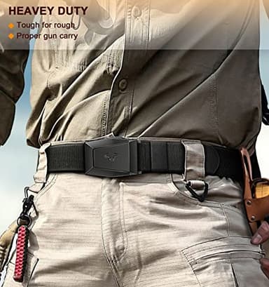 BULLIANT Tactical Belt for Men, Men Stretch Nylon Web Gift Belt 1.5"-Hiking Rigger Military Work-Quick Release(Black,36"-40" Waist Adjustable) - Image 7