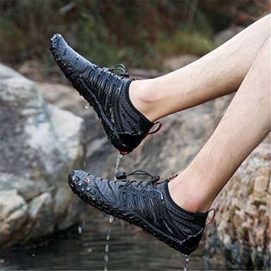 UBFEN Water Shoes Aqua Swim Shoes Mens Womens Beach Sports Quick Dry Barefoot for Boating Fishing Diving Surfing Dark Grey Orange Color Size US 14 Women 12 Men - Image 5