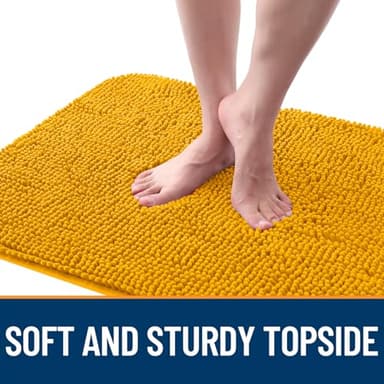 OLANLY Dog Door Mat for Muddy Paws 36x24, Absorbs Moisture and Dirt, Absorbent Non-Slip Washable Doormat, Quick Dry Chenille Mud Mat, Entry Indoor Entryway Carpet for Inside Floor, Golden Yellow - Image 4