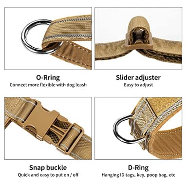 Annchwool No Pull Dog Harness with Padded Handle+5 Ft Leash,Reflective Strip Escape Proof and Quick Fit to Adjust Dog Harness,Easy for Training Walking for Small & Medium and Large Dogs(Brown-Set,L) - Image 3