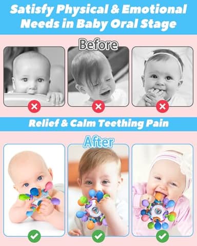 Baby Teething Toys for 0-6 6-12 Months Ages 0-2, Tummy Time Montessori Toys for Babies 0 3 6 9 12 18 Months, Newborn Infant Sensory Toys, Baby Shower Gifts for Boys Girls - Image 4