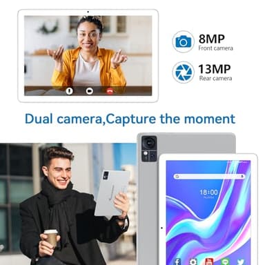 2025 Android 14 Tablet 10 inch,4G Cellular Tablets with 2 SIM 1 SD Slot,5G WiFi Android Tablet 128GB ROM +14GB RAM(1TBTF),3-in-1 tablte with Keyboard-8000mAh,Octa-core,1080FHD,13MP+8MP,GPS-Silvery - Image 6