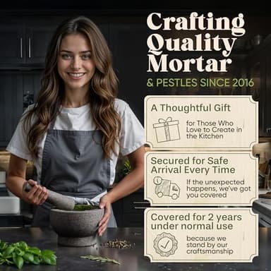 ChefSofi 1.5 Cup-Capacity Mortar and Pestle Set - Unpolished Heavy Granite for Enhanced Performance and Organic Appearance - Image 7