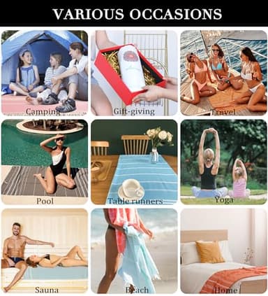 6 Packs Turkish Beach Towels Set Adult Pool Swim Towel Bulk Yoga Blanket Oversized Sand Free Quick Dry Lightweight Extra Large Sandproof Fast Drying Travel Towels Camping Blanket Vacation Must Haves - Image 6