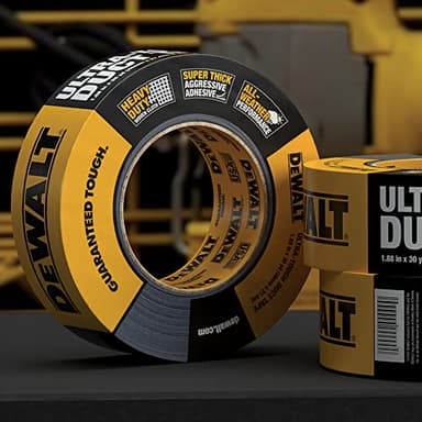 DEWALT Ultra Tough Duct Tape, 1.88 in x 30 yd, Heavy Duty, Ultra Strong, Aggressive Adhesive, All-Weather, 2 Rolls, Black - Image 3