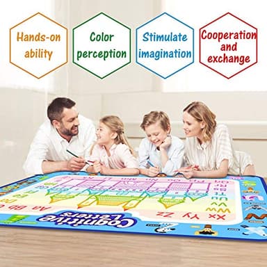 Jasonwell Aqua Water Doodle Mat 40 X 32 Inches Large Magic Drawing Doodling Mat Coloring Mat Educational Toys Christmas Birthday Gifts for Kids Toddler Boys Girls Age 2 3 4 5 6 7 8 Year Old (Alphabet) - Image 8