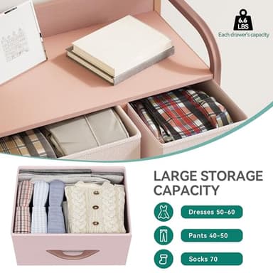 YITAHOME Dresser with 7 Drawers - Fabric Storage Tower, Organizer Unit for Bedroom, Living Room, Hallway, Closets - Sturdy Steel Frame, Wooden Top & Easy Pull Fabric Bins, Pink - Image 5