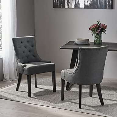 Christopher Knight Home Cheney Dining Chair,Textile, Gray + Dark Brown - Image 2