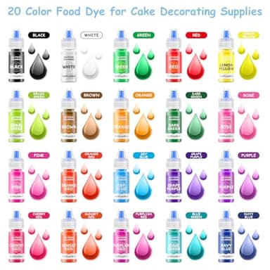 Gel Food Coloring Cake Decorating Set - Jelife 20 Colors Gel Based Flavorless Edible Food Color Dye Vibrant Concentrated Neon Icing Colors for Kids Baking Macaron Frosting Fondant Cookie (6ml/Bottles) - Image 2