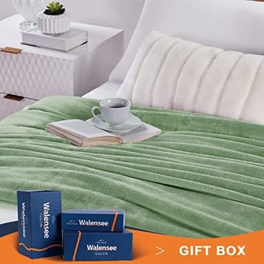 Walensee Fleece Blanket Plush Throw Fuzzy Lightweight (King Size 108x90 Sage Green) Super Soft Microfiber Flannel Blankets for Couch, Bed, Sofa Ultra Luxurious Warm and Cozy for All Seasons - Image 4