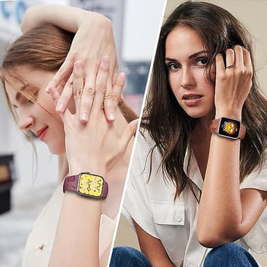 3 Pack Alibaydoo Cartoon Engraved Band Compatible with Apple Watch Bands 40mm 44mm 41mm 38mm 45mm 42mm 49mm Women,Cute Pattern Strap Soft Silicone Wristbands for iWatch Series 8 7 6 SE 5 4 3 2 1 Ultra - Image 5