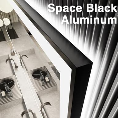 Megatex 60x36 Lighted Mirrors for Bathroom Wall, Modern Rectangle Matte Black Mirror, Tempered Glass，Double Lights, 3 Colors Dimmable Temperature, IP54 Enhanced Anti-Fog, Memory (Horizontal/Vertical) - Image 4