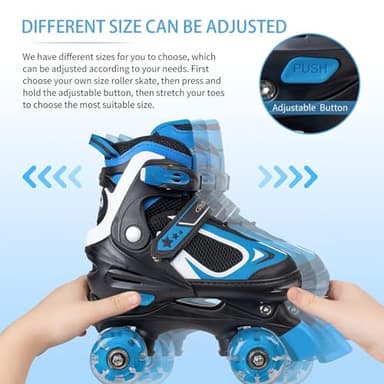 Kids Roller Skates for Boys - Blue for Toddler Little Kids Age 4 5 6 7- Adjustable All Light up Wheels Indoor Outdoor Sports Birthday Gift for Son and Grandson Small(10C-13C) - Image 4