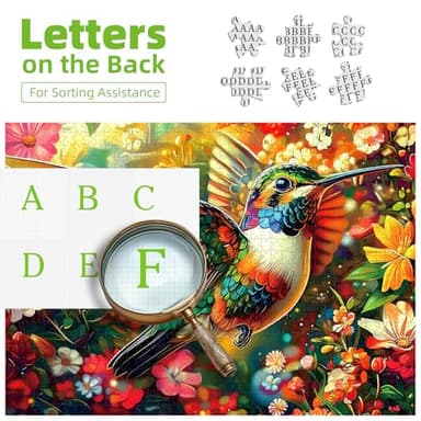 Blueforest Hummingbird Dream 1000 Piece Puzzle for Adults - Vibrant Hummingbird & Flowers Jigsaw Puzzle | Premium Recycled Puzzle with Poster & Letters on Back (27.5" x 19.7") - Image 3