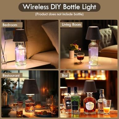 WILIT Wireless Bottle Lamp for Bar Decor, 3-Level Brightness Lampshades for Table Lamps, RGB Lamp for Bedroom, Table Decor for Living Room lamp, Cute Night Light for Women Gifts - Image 3