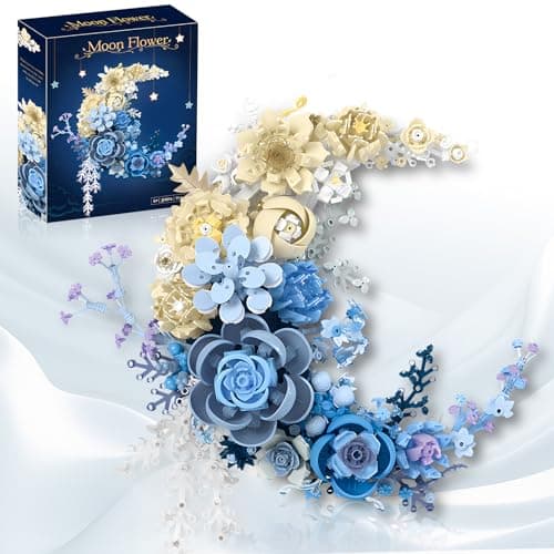 SUNHABI Flower Building Set Botanical Collection Set of Crescent-Shaped That for Adults or Kids Unique Décor Table or Wall Decoration, Home Décor Great Gift for Her and Him - Image 1