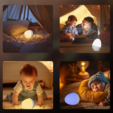 ZUZUKID Touch Egg Night Light for Baby Nursery, Rechargeable Portable Kids Nightlight Lamp with 1-6H Feeding Timer, 3 Color Temperatures Dimmable, Ideal for New Moms of Toddlers - Image 6