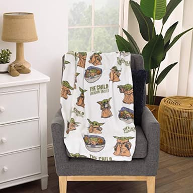 Disney Star Wars The Mandalorian "The Child" Green, Tan, White Super Soft Toddler Blanket, White, Tan, Green - Image 2