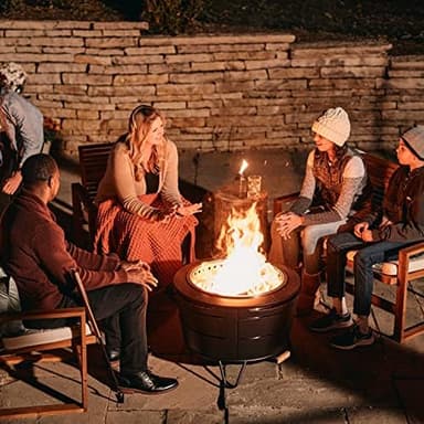 TIKI 27.5-Inch Smokeless Reunion Fire Pit, Large Outdoor Fire Pit for Gatherings, Wood Burning with Removable Ash Pan & Weather-Resistant Cover, Modern Black Design – Perfect for Patio & Backyard - Image 5