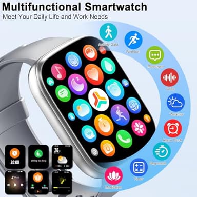 Smart Watch, 1.95" Smartwatch for Men Women(Answer/Make Call), Fitness Watch with 110+ Sports Modes/Heart Rate/Pedometer/Sleep Monitor, IP68 Waterproof Fitness Activity Tracker for Android iOS, Gray - Image 2