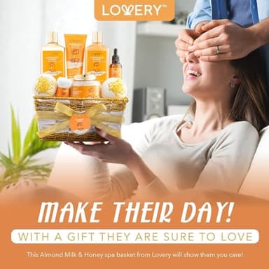 Christmas Gifts for Women Gift Basket for Women - 10 Pc Almond Milk & Honey Beauty & Personal Care Set - Home Bath Pampering Package for Relaxing - Spa Self Care Kit - Birthday, Mom, Anniversary Gift - Image 6