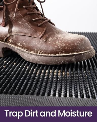 DEXI Front Door Mats Outside Entrance, Heavy Duty Non-Slip Rubber Entry Mat, Dirt Trapping Waterproof Low-Profile Welcome Doormat for Entryway, 24x36, Black - Image 4