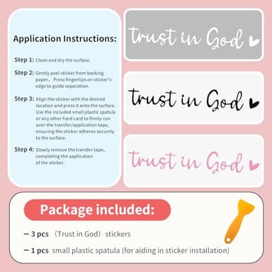 3 PCS Trust in God Rearview Mirror & Window Decals Vinyl Car Stickers for Women, Inspirational Mirror Quotes, Vanity & Car Interior Decor Stickers (Trust in God) - Image 9