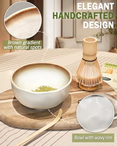 Cowcowcow Matcha Whisk Set, Complete Matcha Set with Matcha Whisk, Bowl, Sifter, Spoon, and Whisk Kit for Ceremonial Grade, Tea Gifts for Tea Lovers for Christmas, Birthday, Halloween - Image 2