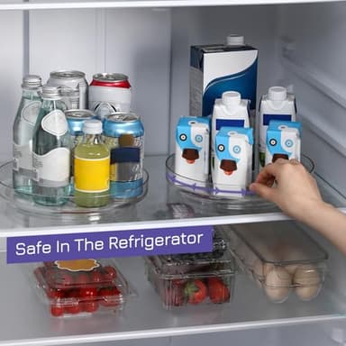 2 Pack 9 Inch Clear Acrylic Lazy Susan, Non-Skid Turntable Organizer for Cabinet, Kitchen, Pantry Organization Storage, Refrigerator, Vanity Makeup, Bathroom Countertop Organizing, Rotating Spice Rack - Image 6