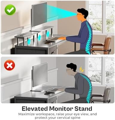 Huuger 47 Inch Computer Desk with Power Outlets and LED Lights, Gaming Desk with 4 Drawers, Office Desk with Monitor Stand, Study Desk Work Desk for Home Office, Small Spaces, Gray - Image 8