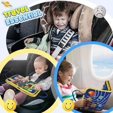 URMYWO Busy Board - Montessori Toys for 1 2 3 4 Year Old, Busy Book Toddler Activities with Fine Motor Skills, Autism Sensory Toys Gifts for Boys Girls, Travel Toys for Road Trip Plane Car - Image 4