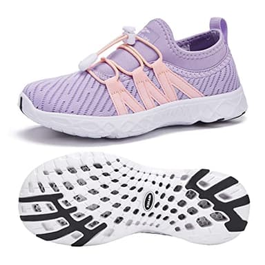ALEADER Kids Water Shoes Xdrain Aqua Shoes for Girls Quick Dry Lightweight Swim Shoes Purple/Pink 1 M US Little Kid - Image 2