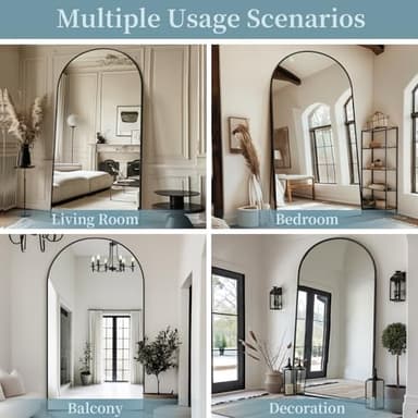 Full Length Mirror with Stand, 81"x41" Arched Full Body Mirror, Large Stand Up Mirrors, Aluminum Frame Floor Standing Mirrors, Freestanding Hanging Leaning Mounted for Bedroom Living Room, Black - Image 7