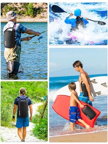 HEETA Waterproof Dry Bag for Women Men (Upgraded Version), Roll Top Lightweight Dry Storage Bag Backpack with Emergency Whistle for Travel, Swimming, Boating, Kayaking, Camping, Beach (Black, 40L) - Image 5