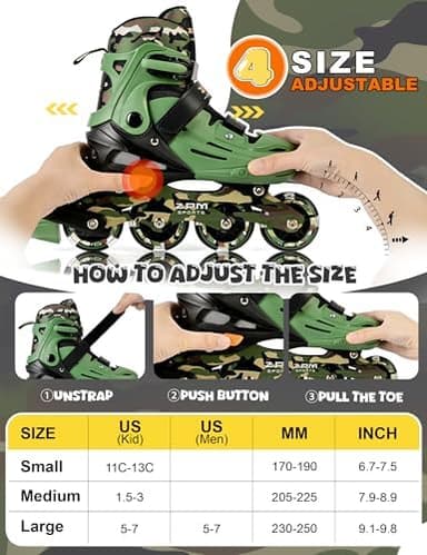 2PM SPORTS Inline Skates for Kids Boys Girls Ages 5-8 8-12 3-5 4-8 6-12 with Light Up Wheels, Adjustable Children's Roller Skates Blades for Toddler Beginner Youth Indoor Outdoor - Image 2