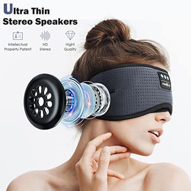 MUSICOZY White Noise Bluetooth Sleep Mask with 8 Soothing Sounds & 3D Wireless Sleep Headphones, Bluetooth Sleeping Headphones for Yoga Travel Office Relaxation, Tech Gadgets Gifts, Gray - Image 5