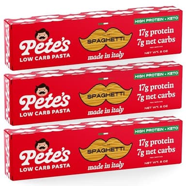 17g High Protein Spaghetti Noodles | 7g Low Carb Keto Pasta | Healthy, Italian Pasta From Italy | 3-Pack, 8oz - Pete's Pasta - Image 1
