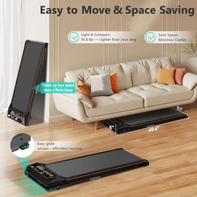 Walking Pad with Incline, Under Desk Treadmill, Portable Treadmills for Home Office, 4 in 1 Walking Running Machine Manual Incline, Compact Treadmill 265LB Capacity with Remote Control - Image 8