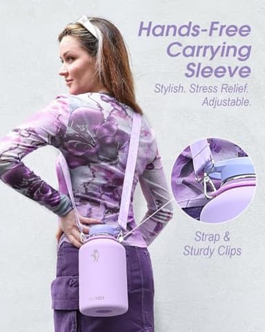 Coolflask Half Gallon Water Bottle with Strap, 64oz Insulated Water Jug Stainless Steel with Straw & Spout Lids, Metal Large Water Flask, Keep Cold 48h Hot 24h, Leak Proof & Non-BPA, Lavender - Image 6