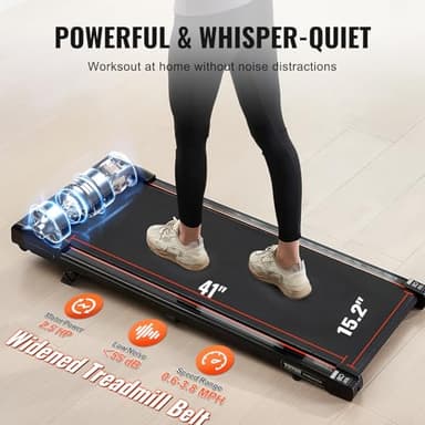 VEVOR Walking Pad, Under Desk Treadmill with Incline, Working Walking Jogging Machine for Home Office, 265 Lbs Capacity 2.5HP Portable Walking Pad, with Remote Control, LED Display, and Bluetooth - Image 5