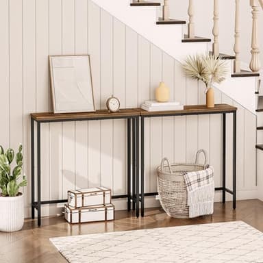 HOOBRO Narrow Console Table, 29.5" Small Entryway Table, Thin Sofa Side Display Table, for Hallway, Bedroom, Living Room, Foyer, Rustic Brown and Black BF75XG01 - Image 8