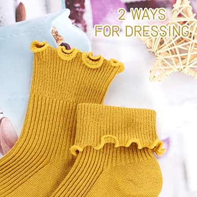 Witwot 6 Pairs Baby Girls Ruffles Ankle Socks Dress Sock 12-24 Month Colorful-B - Image 4