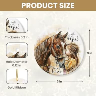 Tiny Detalles Horse Ornaments 2025 for Girls, Just A Girl Who Loves Horses, Rustic Farmhouse Decor, Xmas Hanging Tree Decorations - Image 2