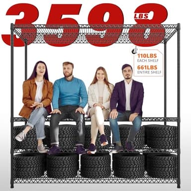 REIBII 60''W X 82.6" H Steel Heavy Duty Wire Shelving Unit with Wheels, 6-Tier Adjustable Storage Shelves 3598LBS Commercial Metal Shelves for Pantry, Garage, College Dorm School Industrial Shelving - Image 5