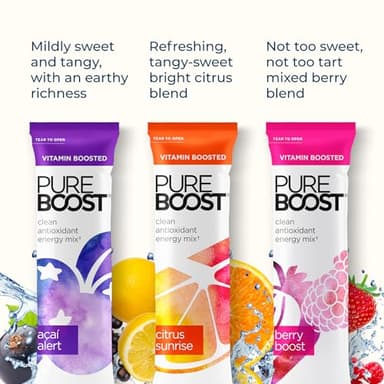 Pureboost Clean Energy Booster, Refreshing Energy Drink Mix with B12 Vitamins, Electrolytes, Antioxidants, Sugar-Free with No Sucralose (Combo Pack, 30 Count) - Image 3