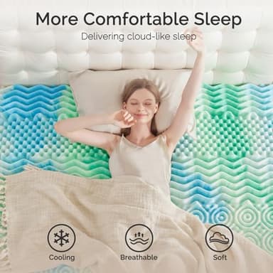 SOOSLEEPY 2 Inch 7-Zone King Memory Foam Mattress Topper Egg Crate Cooling Gel Infused Mattress Pad Bed Topper for Pressure Relief and Back Pain Soft & Breathable, CertiPUR-US Certified - Image 2