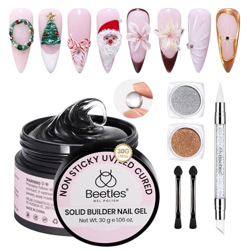 Beetles 3D Gel Nail Art Kit-Crystal Orb 3D Nail Art Clear 1 oz 5 in 1 Non-Sticky Hand Sculpting Building for Beginner DIY Salon at Home,Clear Solid Builder Nail Gel, UV & LED Lamp Cured Needed - Image 1