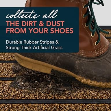 ubdyo Extra Durable Door Mat - Dirt Trapping Outdoor Welcome Mats - Non-Slip Outdoor Indoor Entrance - Low Profile Front Doormat (30" x 17", Bright Brown) - Image 5