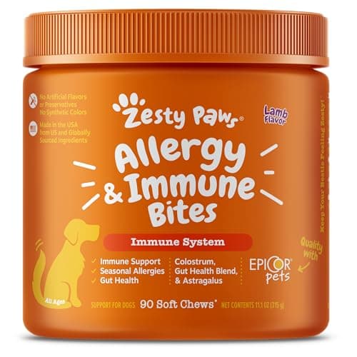 Zesty Paws Dog Allergy Relief- Dog Itching Skin Relief- Dog Probiotics for Itchy Skin and Itchy Ears- Dog Allergy Paw Relief- Dog Allergy Chews- Dog Itch Relief - Dog Skin Allergy Relief - Lamb - 90ct - Image 1